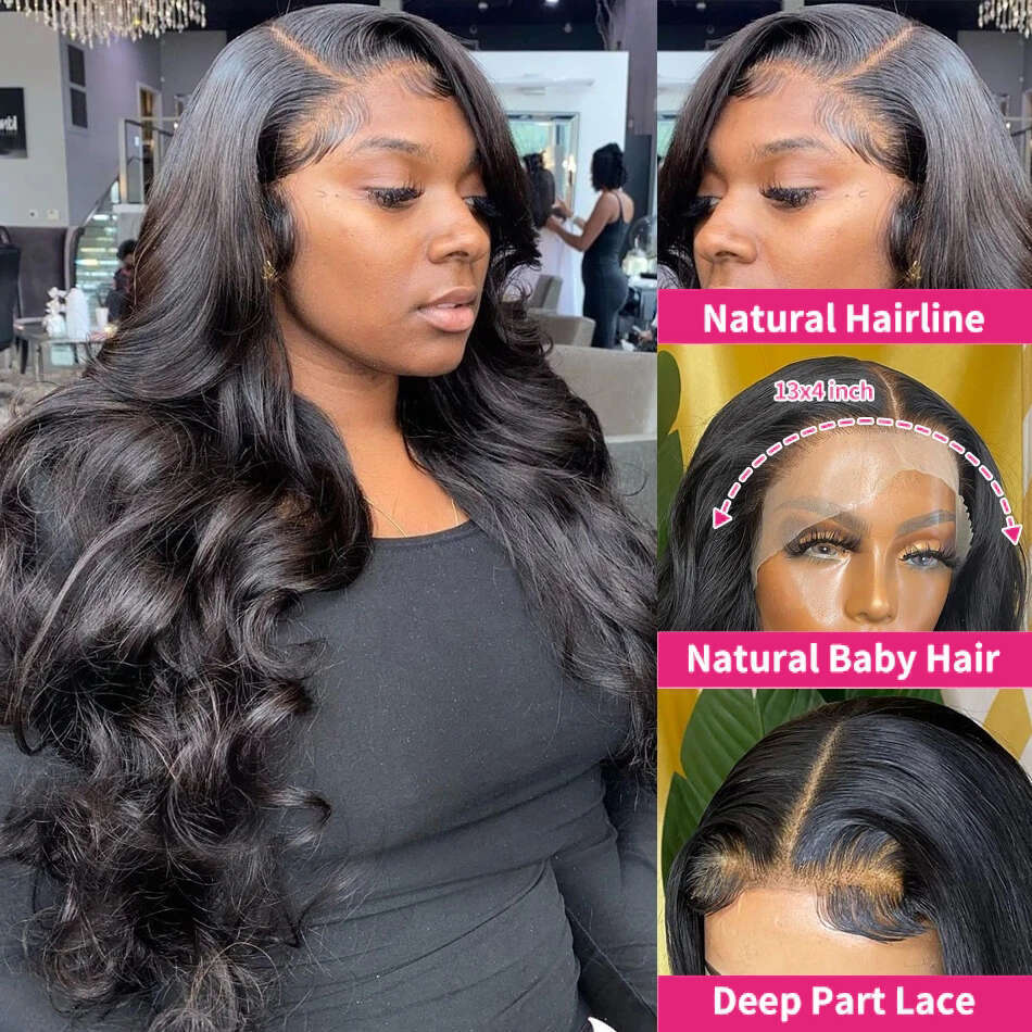 Go Glueless Preplucked Brazilian Body Wave 13X6 HD Lace Frontal Human Hair Wigs For Women Ready To Wear