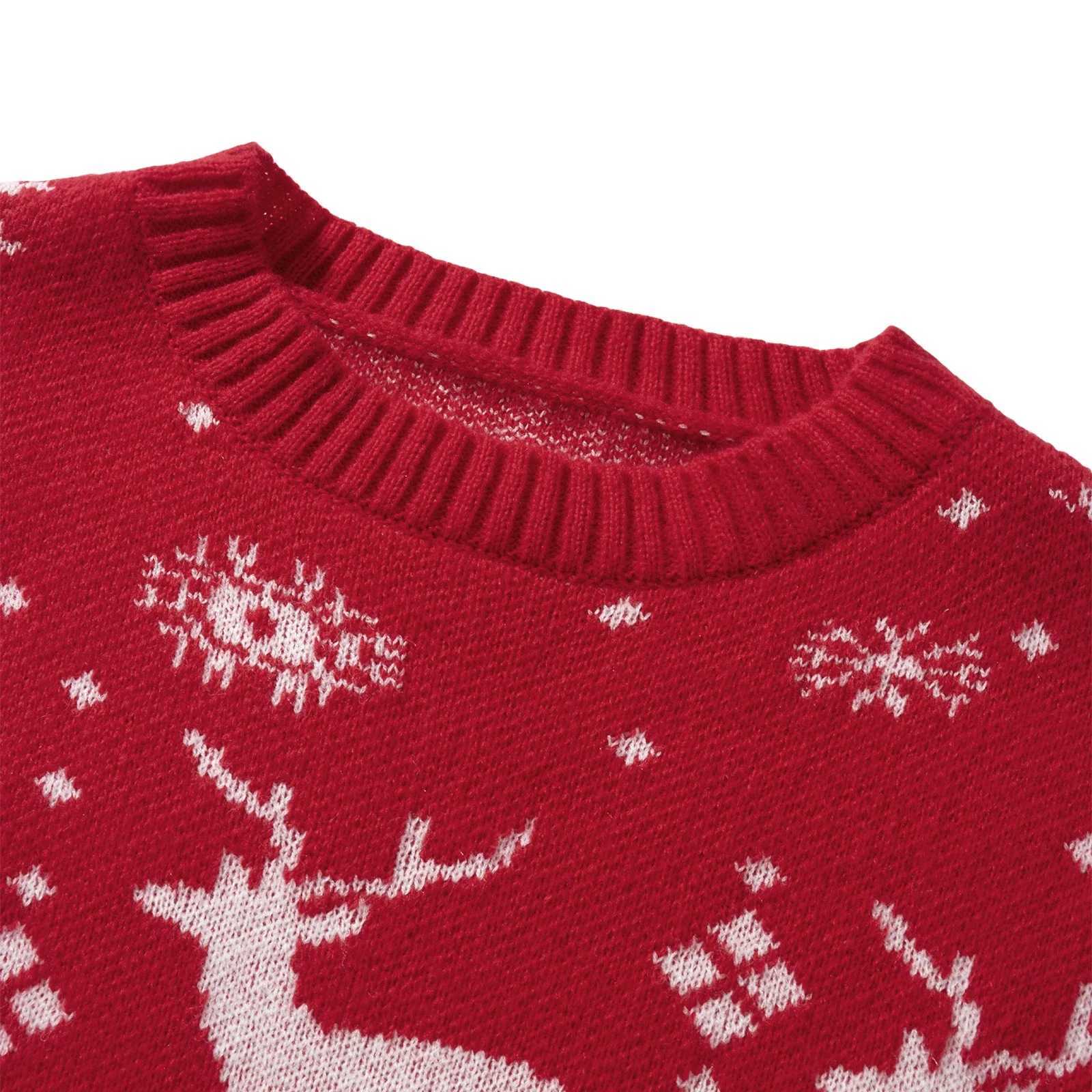 Family Christmas matching sweater winter snowflake print warm long sleeved O-neck zipper knitted parent-child top W241015