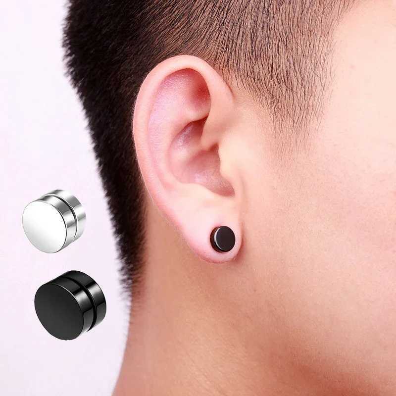 6 Pcset crystal strong magnetic earring clip earrings suitable for male and female punk round zircon magnetic earrings no perforated jewelry W241017