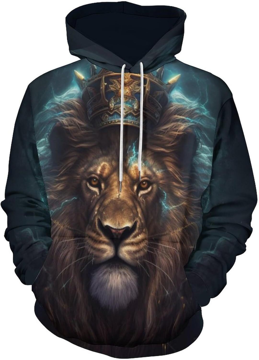 Hoodie for Mens Womens Mens Lion King Crown Hoodie 3D Printing Novelty Pattern Fashion Long Sleeve Pullover Hoodie Graphic Hoodies sweatshirt Pullover