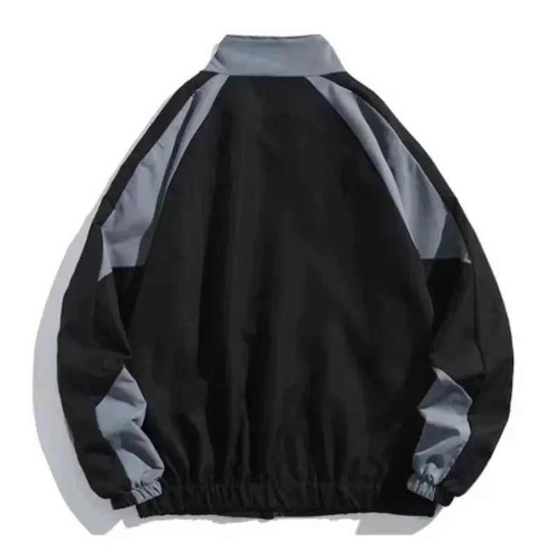 Embroidery Academy Jacket Mens Casual Splicing Work Street Clothing Windproof Jacket Spring and Autumn Frame Collar Thin University Jacket M241017