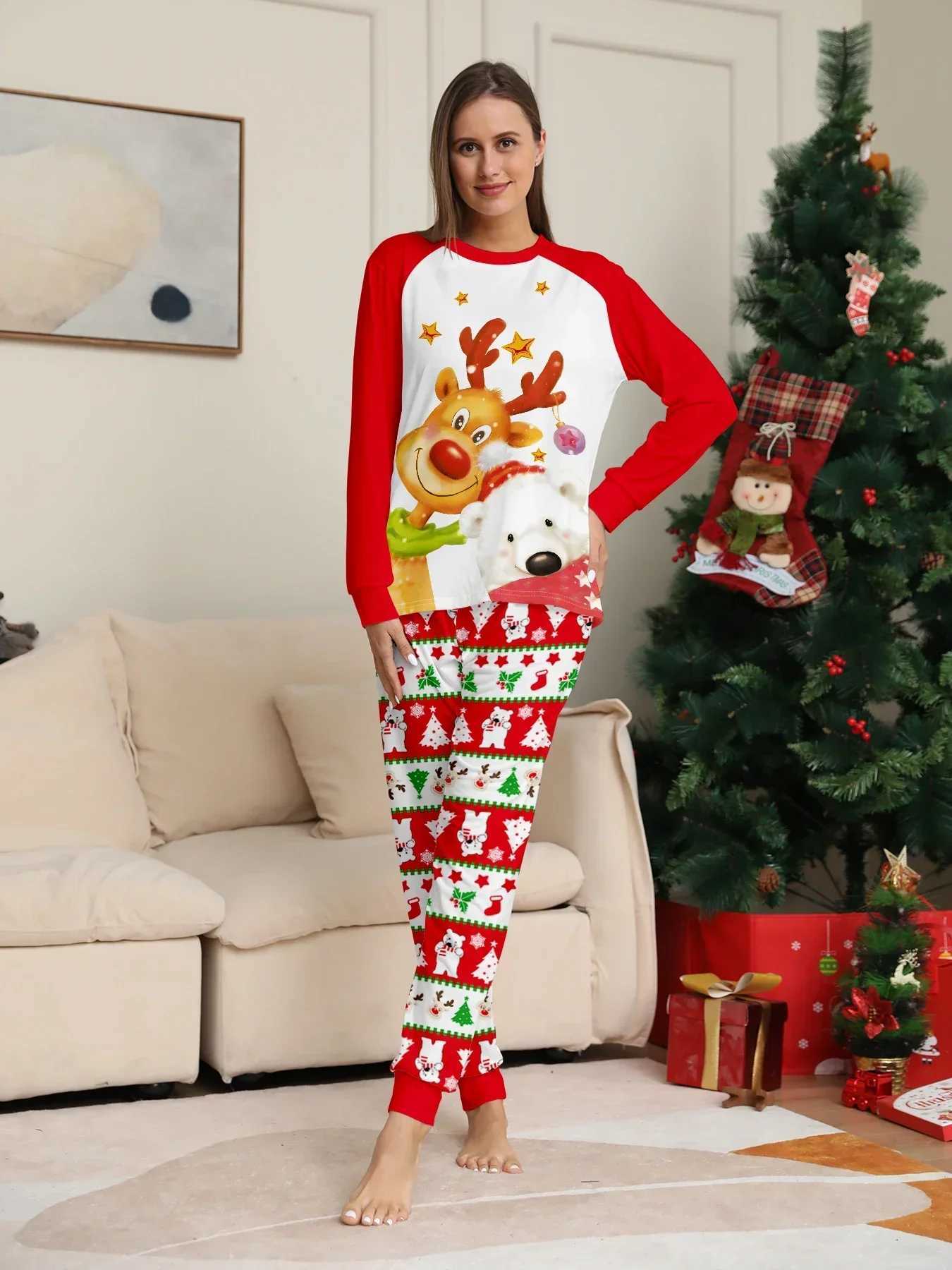 2024 Christmas allows printing of pajama sets for mothers fathers children matching sets 2-piece sets pajamas baby jumpsuits Christmas family appearan