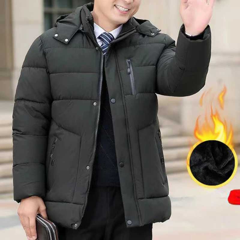 Winter mens jacket wool thick warm Parkas waterproof hooded jacket windproof jacket zipper pocket Parka fluffy jacket X241017