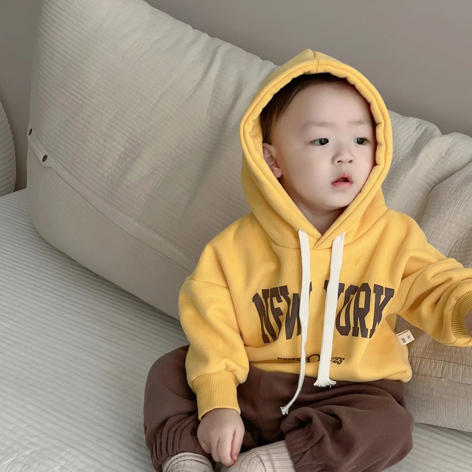 Boys Baby Autumn Clothes Korean Style Childrens Clothing Suit Hooded Sweat Trousers Twopiece Set 241017