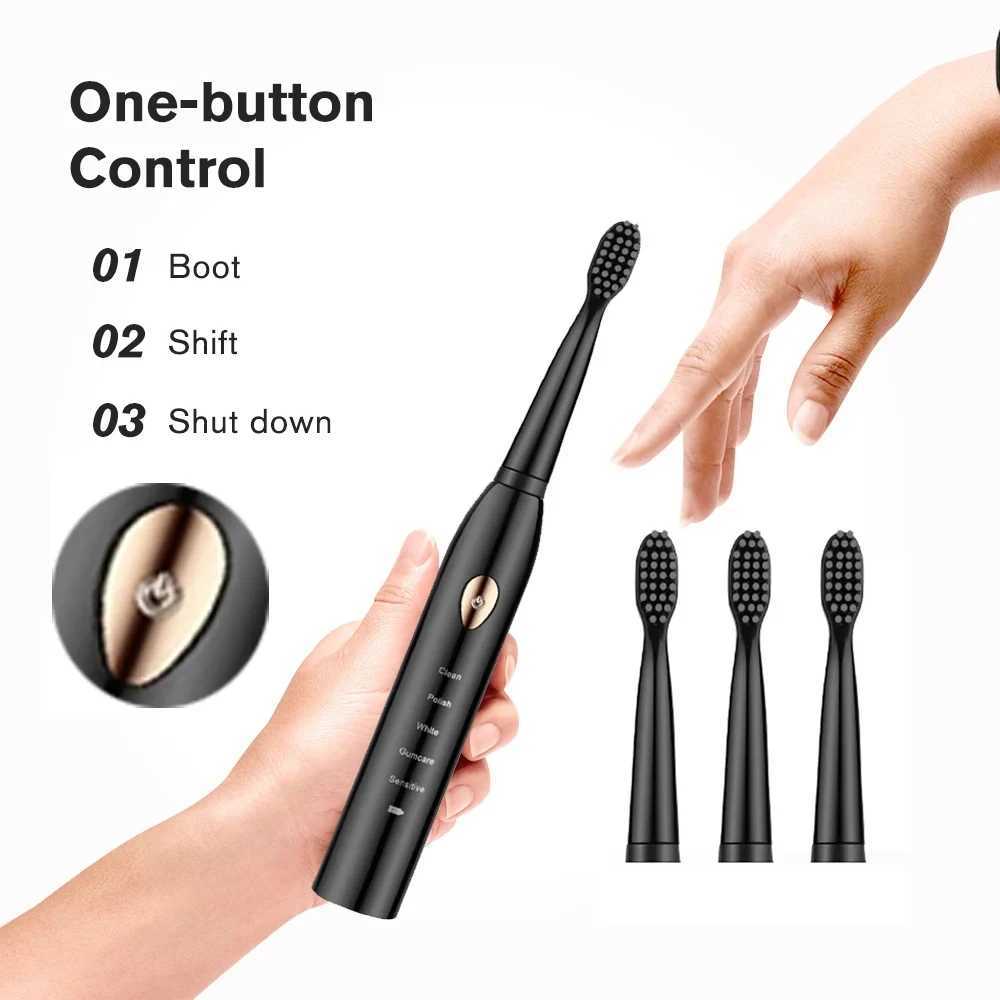 Sonic electric toothbrush USB charging 4-color IPX7 waterproof 5-speed mode ultrasonic charging soft hair adult toothbrush M241017