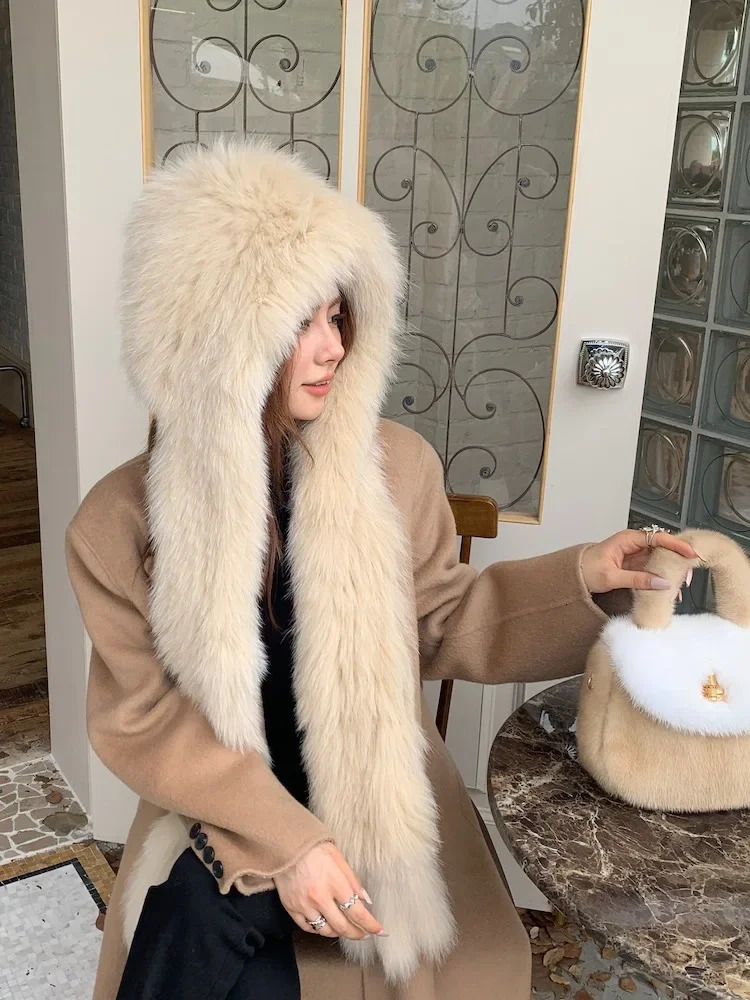Fur Scarf Hat Integrated with Winter Warmth and Cold Protection Thick Korean Edition 241009