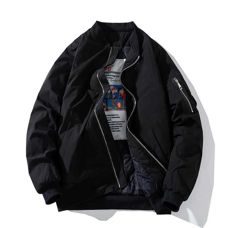 Winter bomber jacket mens air force pilot jacket solid fashion casual baseball jacket mens couple autumn black and white pink M241017