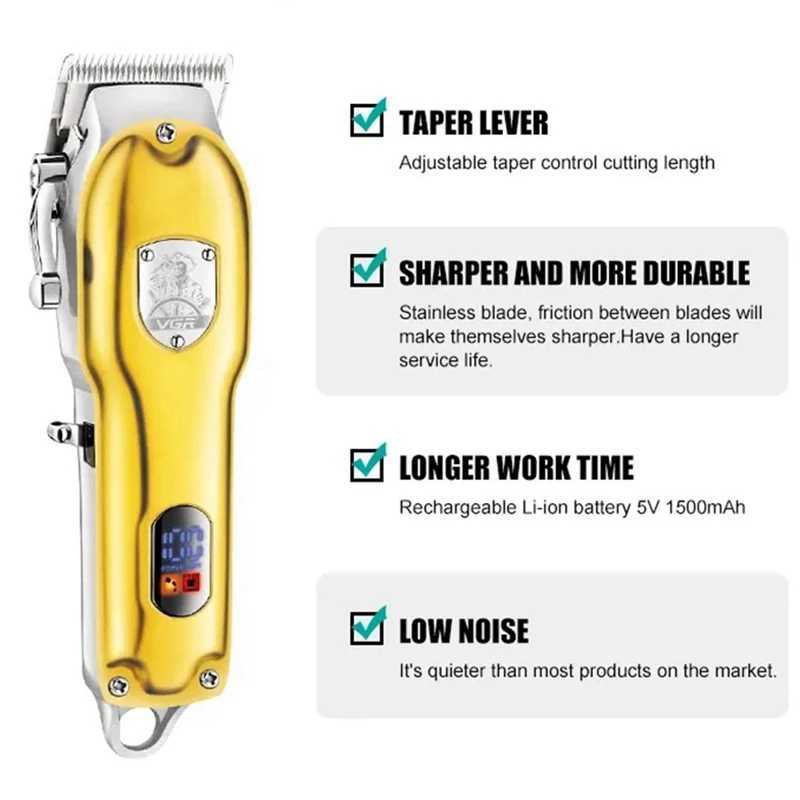 Original VGR all metal mens hair clip electric cordless hair clip professional hair clipper rechargeable set W241017