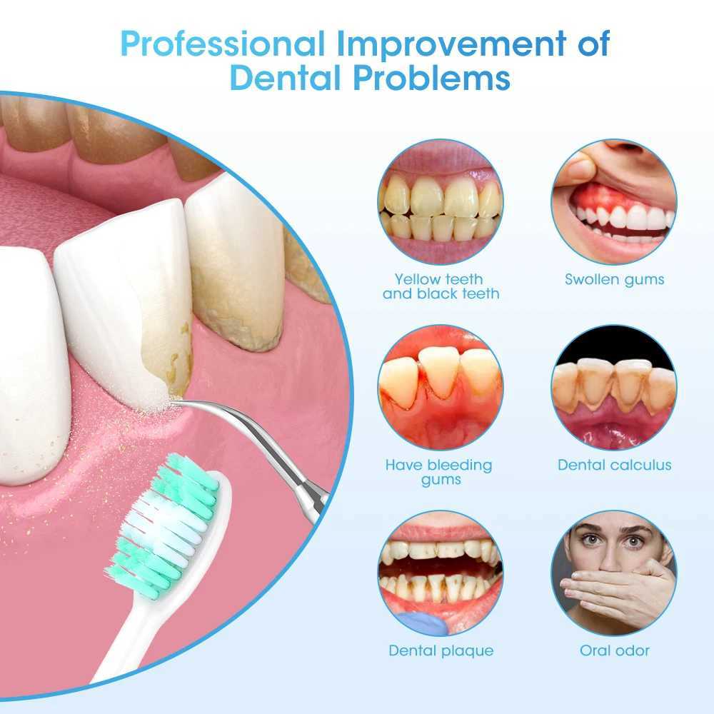 Electric sonic dental scale waterproof toothbrush 8 pieces brush head replacement teeth whitening plaque removal Tatar teeth cleaner M241017