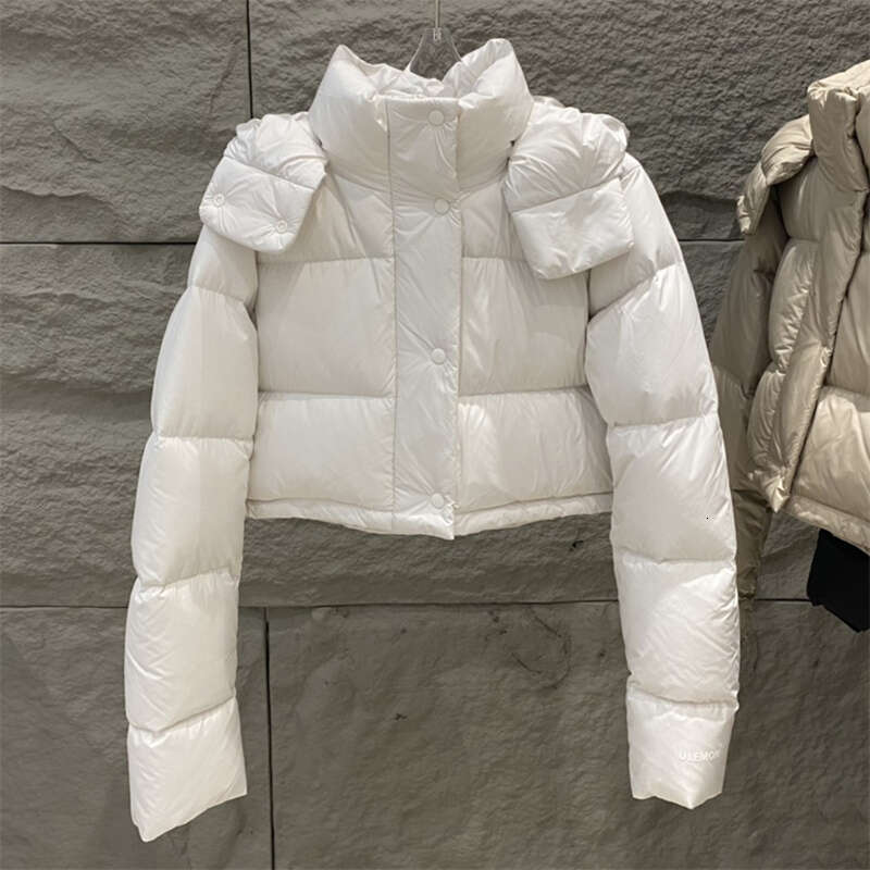 Winter Woman 2024 New High Quality White Duck Down Filg Down Jacket Short Slim Fit Hooded Puffer Coats Warm Thick Coat
