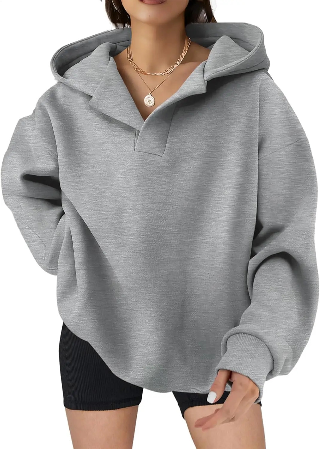 Women Casual Oversized Long Sleeve Fleece Sweatshirt Hoodies with Pockets SXXL 241017
