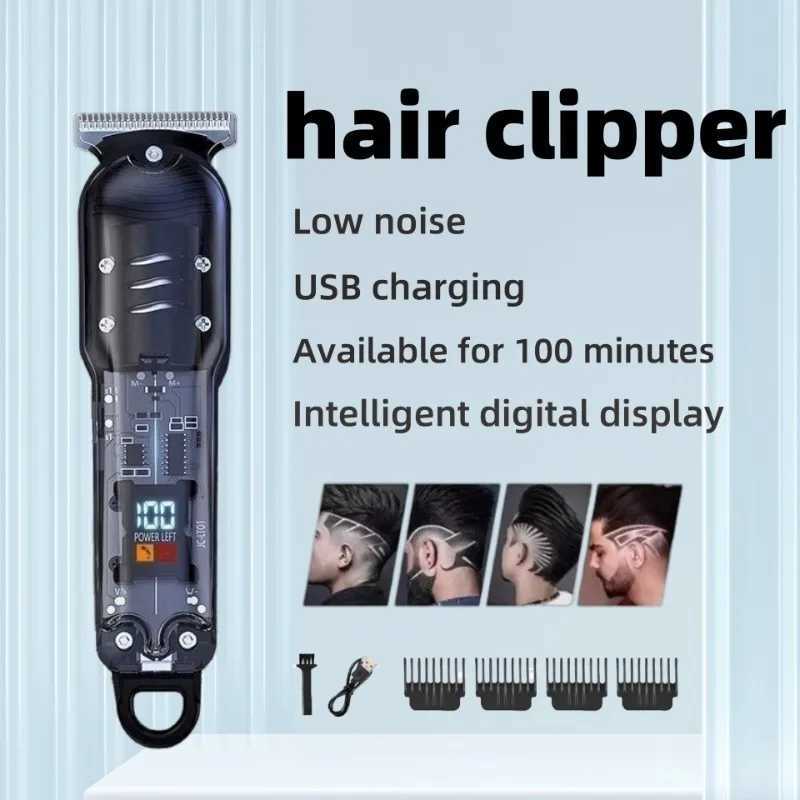 Professional Hair Clippers Rechargeable Hair Clipper Transparent Electric Hair Trimmers For Men Cordless Hair Cut Machine W241227