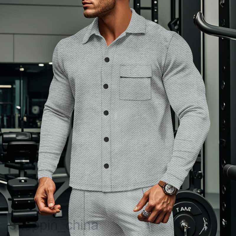 Men's Jackets Coats casual men's diagonal lapel long sleeved shirt jacket autumn men's single breasted solid color jacket