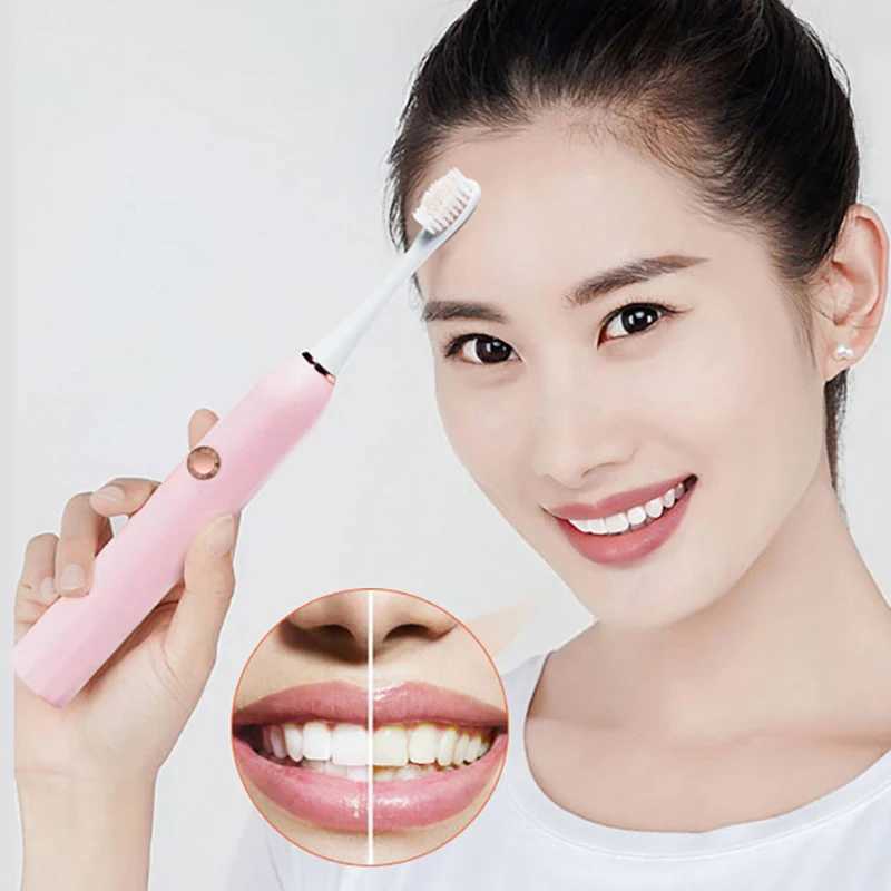 New Arrival Rechargeable electric toothbrush with black and white sound wave removal for Tartar oral hygiene IPX7 waterproof comes with a replacement 