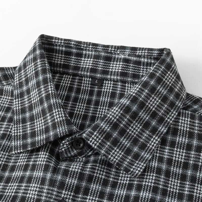 Men Shirt Plaid Flannel Retro Long Sleeve Oversized Loose Cotton Casual Male Youth Design Soft Fall Black Formal Dress Shirt LX241017