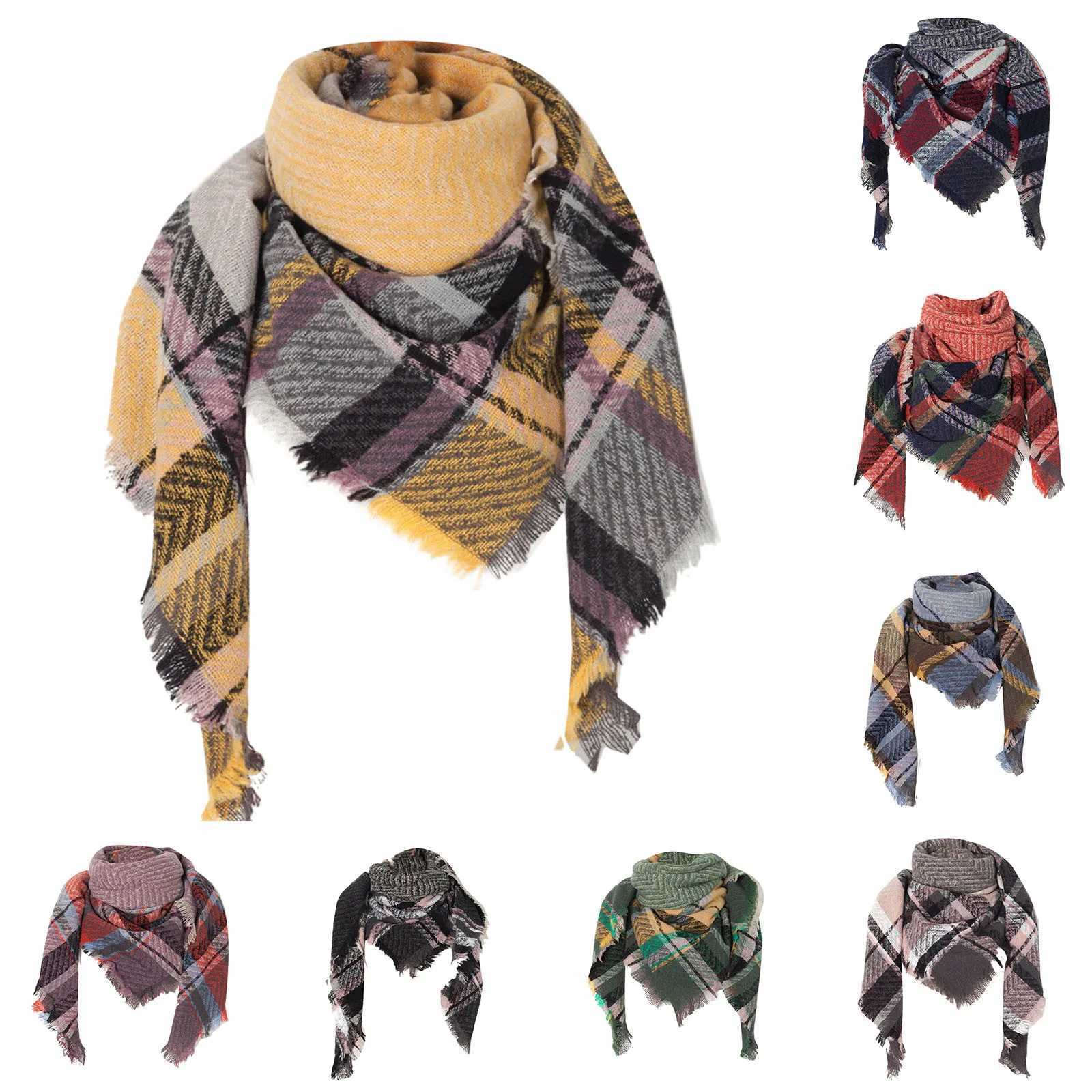 Warm Fashion Plain Scarf Winter Cashmere Tassel Scarf 2024 Fem New Fashion Soft Shawl Bag Neck Warm Triangle Scarf X241017