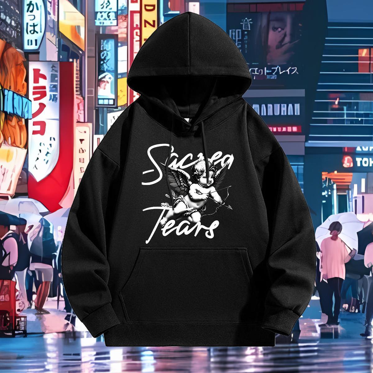 Fashion Casual Hoodie Long Sleeve Drawstring Cool Mens Hoodie Outdoor Tops Pullover Hoodie Custom Cartoon 350g Cotton