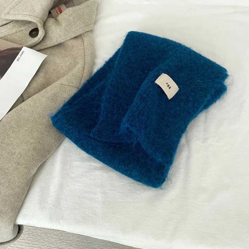Warm cashmere scarf for women in winter thick and warm soft cashmere shawl bag Fem solid color knitted long scarf X241017