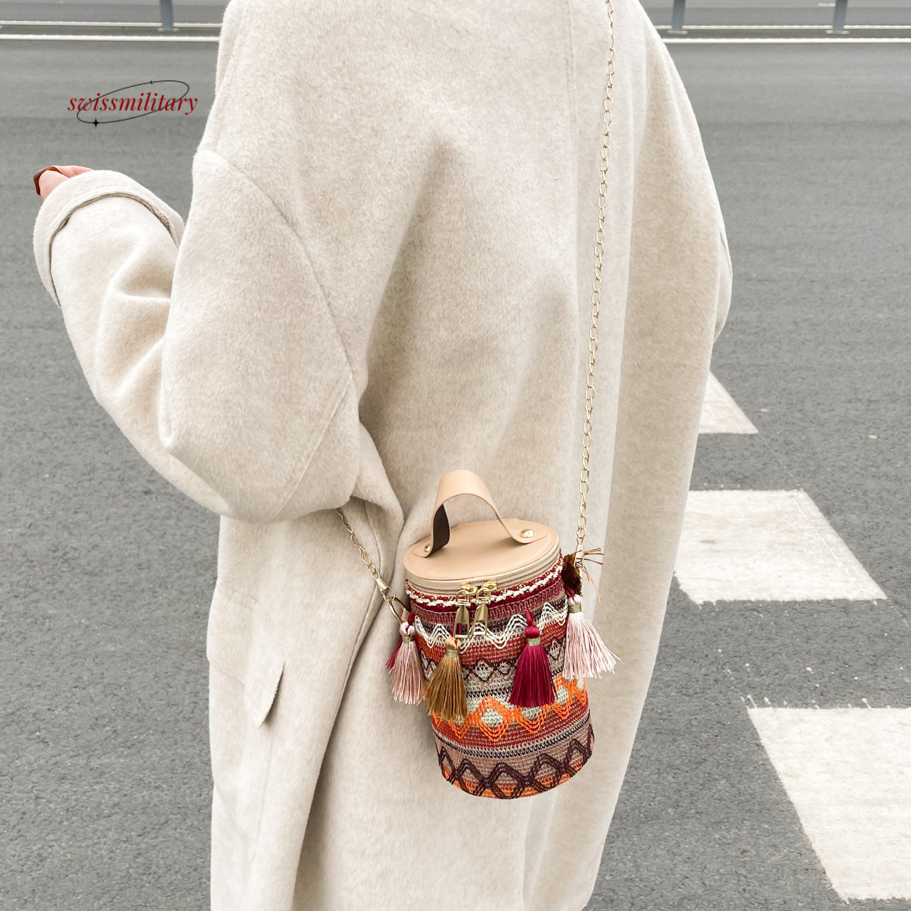Tassel chain personalized western-style women's ethnic, artistic, national style crossbody bag, spring and summer trendy shoulder bag #14 swissmi