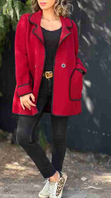 Women Jackets Coats autumn and winter new fashionable women's clothing temperament suit collar double-sided woolen coat
