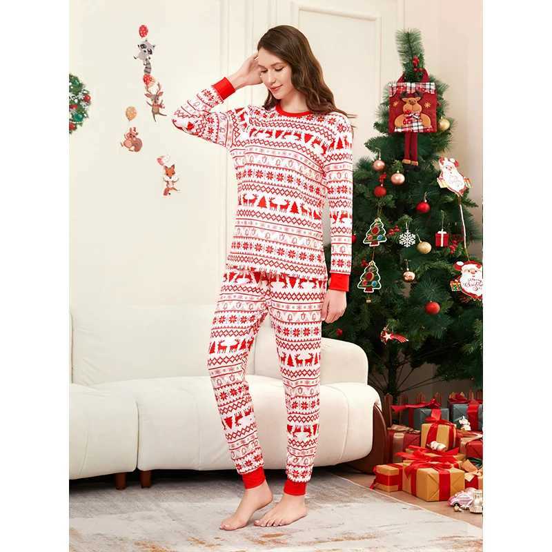 Christmas Family Matching Pajama Set Classic Elk Red Print Adult Mom Dad Daughter Pajama Set W241015