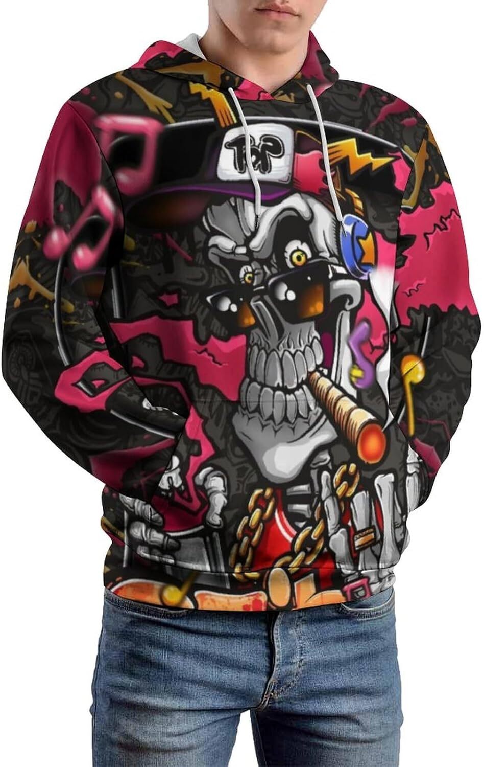 Hoodie for Mens Womens Mens Novelty 3D Print Graffiti Hoodies, Graffiti Hoody,Funny Pullover, Hip Hop Top Graphic Hoodies sweatshirt Pullover Long Sle