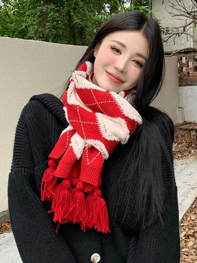 New Knitted Sweet Scarf Winter Womens Prefabricated Plain Warm Scarf Pashmina Flawless Womens Foam Christmas Packaging Shawl X241017