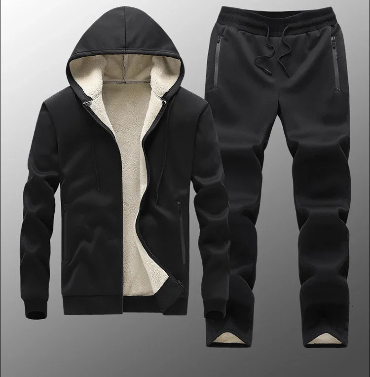 Winter Men Casual Tracksuit Fashion Warm Thick Jackets Coats Male Joggers Mens Clothing Set Two Pieces Sweatsuit 4XL 241017