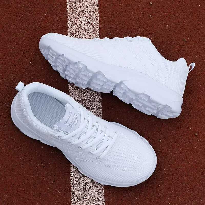 Womens sports shoes casual shoes 2023 new breathable walking mesh lace flat vulcanized shoes womens Tenis running shoes Y241017