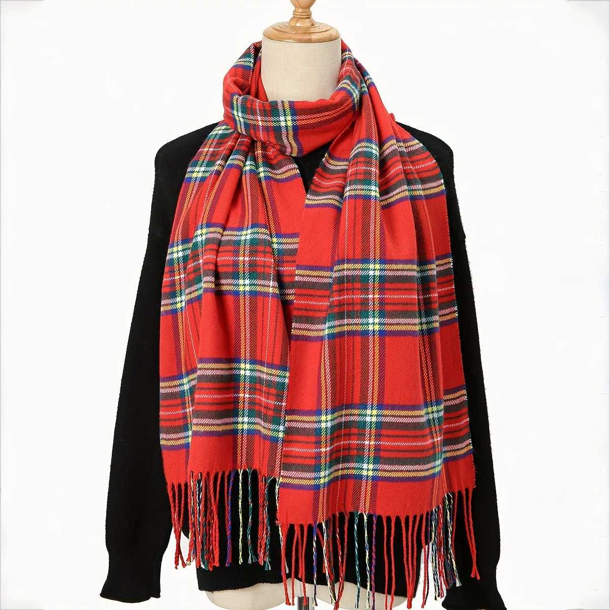 Long scarf thin plain tassel shawl mature warm windproof neck casual outdoor unisex scarf X241017