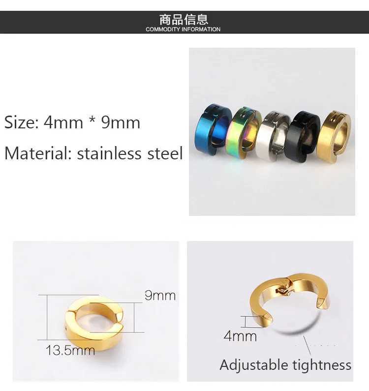 Stainless steel fashionable earring clip non perforated fake earrings suitable for men women round earrings punk rock style jewelry gifts W241017