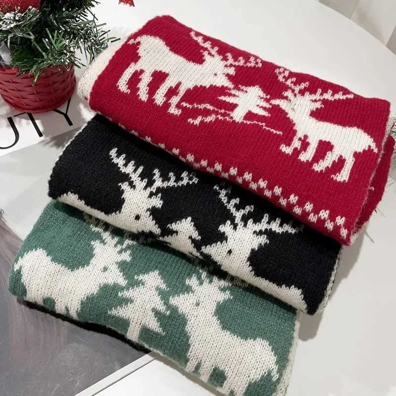 Christmas reindeer scarf mens winter cartoon reindeer snowflake scarf cute and couple scarf fashionable gift X241017