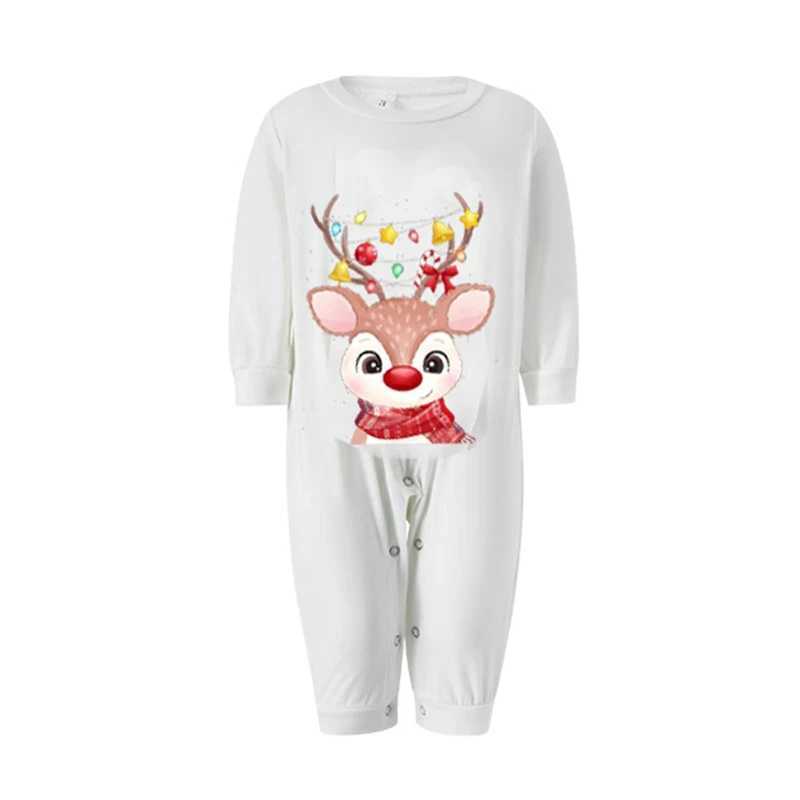 2024 Christmas Deer Family Matching Set Father Mother Child Baby and Dog Pajama Set Checkered Dad Mom and Me W241015