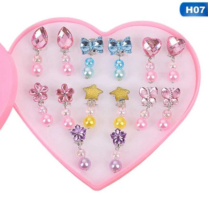 7 pairs of Korean style childrens ear clips cute cartoon animals baby ear clips non perforated earrings W241017