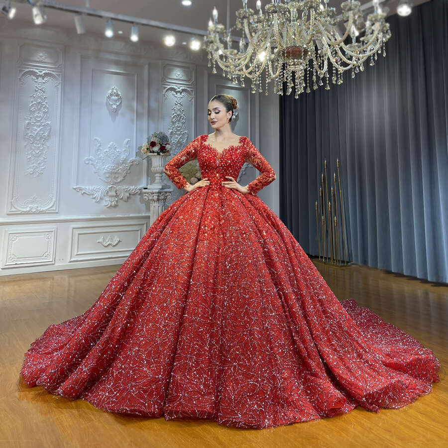 Sparkg Ball Gown Wedding Dresses Red