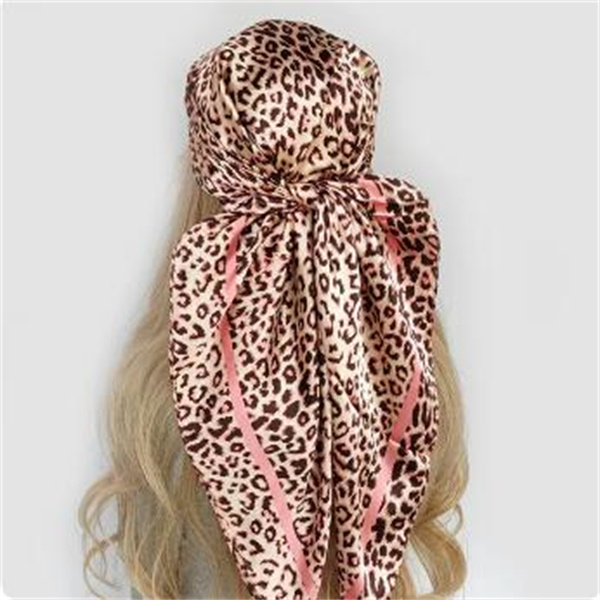 90*90cm Hair Scarf Women Fashion Leopard print Foulard Soft Satin Shawl Kerchief Square Silk Scarfs Neck Headscarf