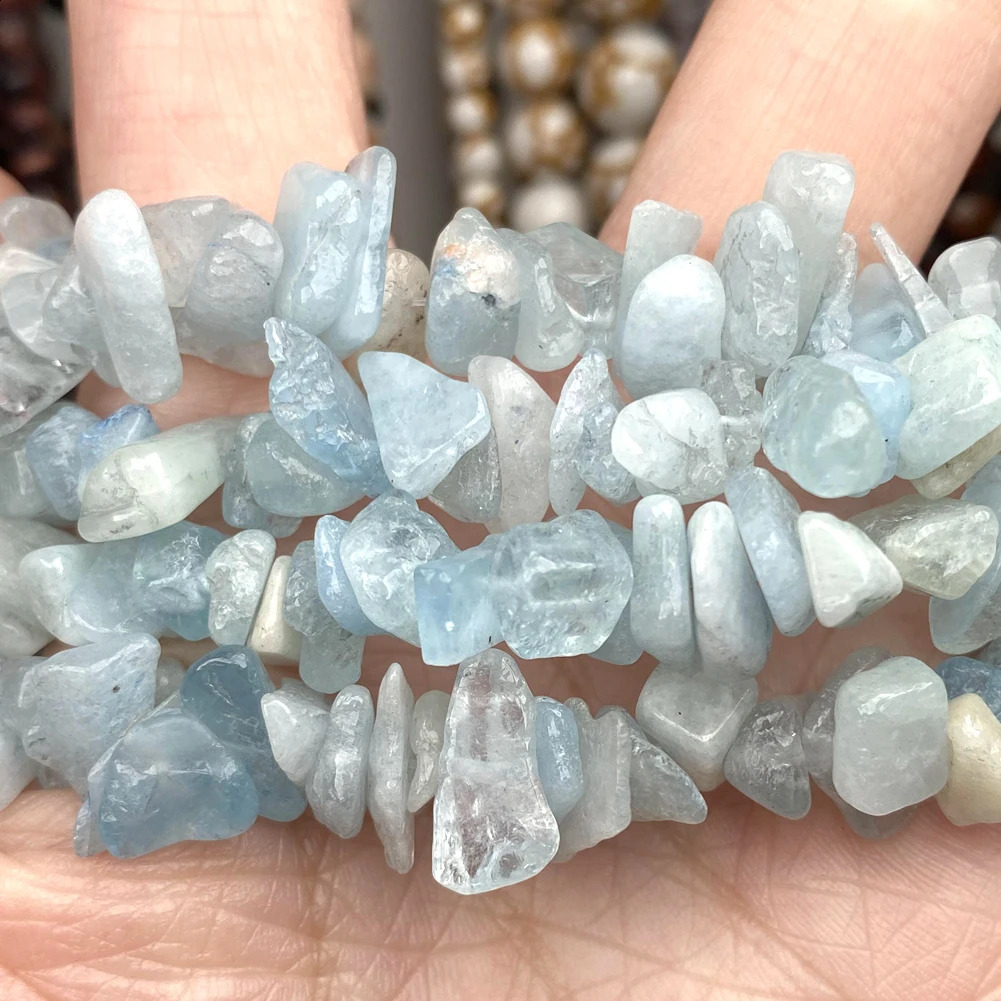 Irregular natural 3-8mm gravel aquamarine gemstone beads loose chip beads used for jewelry making Diy necklace bracelet accessories 241017