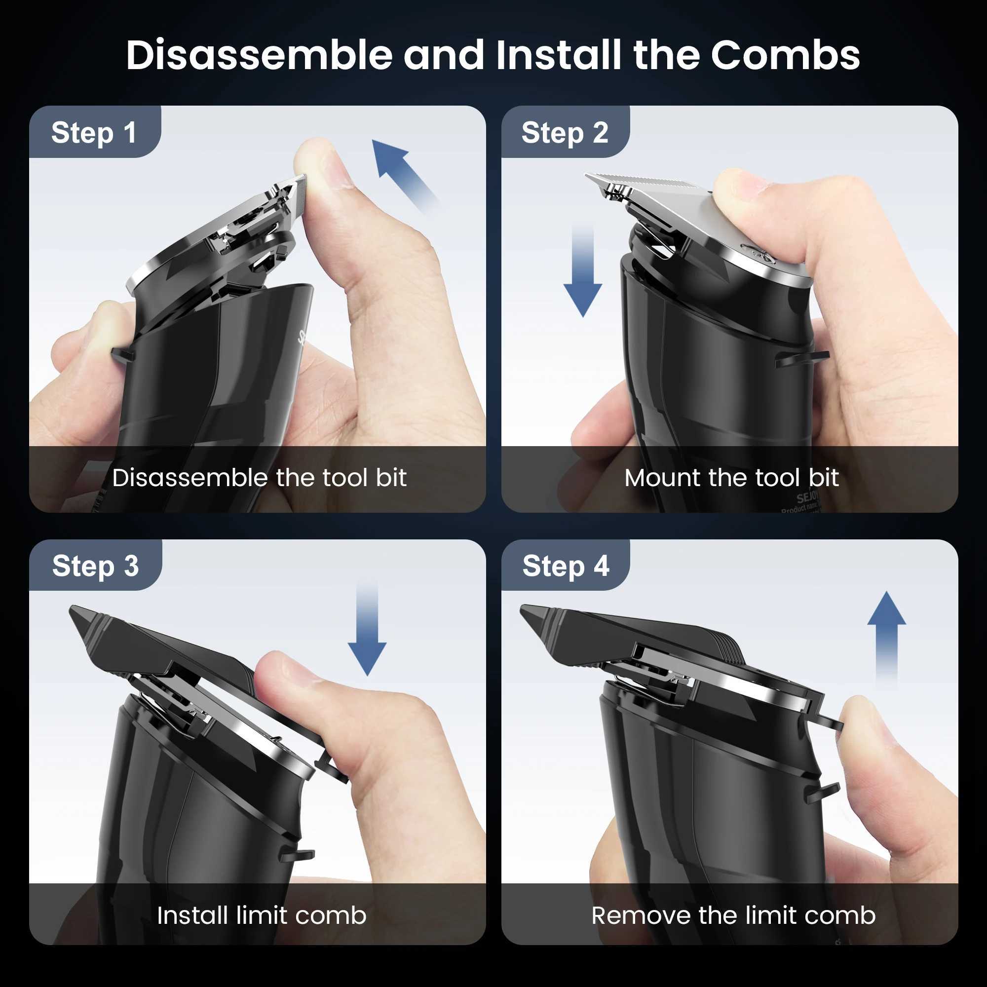 Sejoy Mens Beard Trimmer Waterproof Cordless Hair Clipper Electric Shaver Mens Beard Beauty Kit W241017