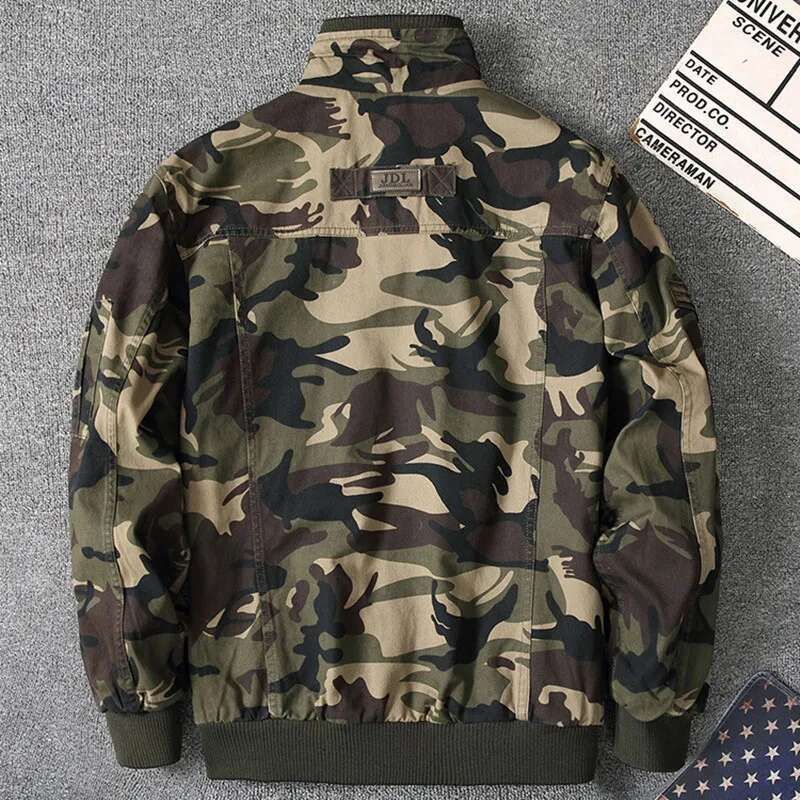 Autumn 100% Cotton Jacket Men Multi-Pocket Double-Layer Camouflage Thick Jackets Loose Military Coats Male Jaqueta Mascua