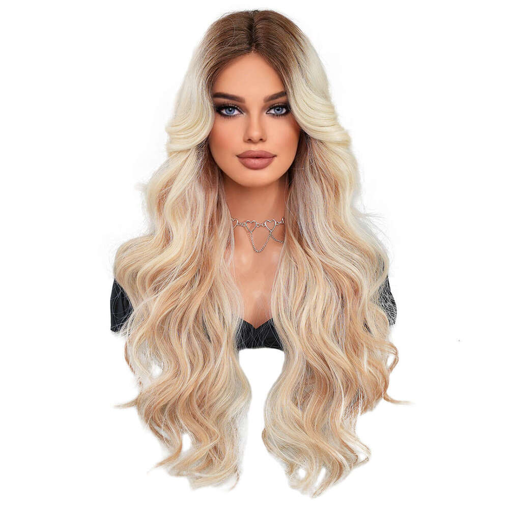 Female Wave Small T Forehead Wig White Gold Pick Color Synthetic Mechanism Headset Lace Front Wigs