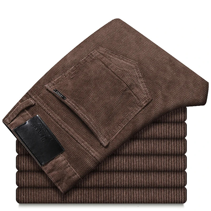 6-Color Mens Thick Corduroy Casual Pants Winter Business Fashion Stretch Regular Suitable for Mens Trouser Mens Clothing 241017