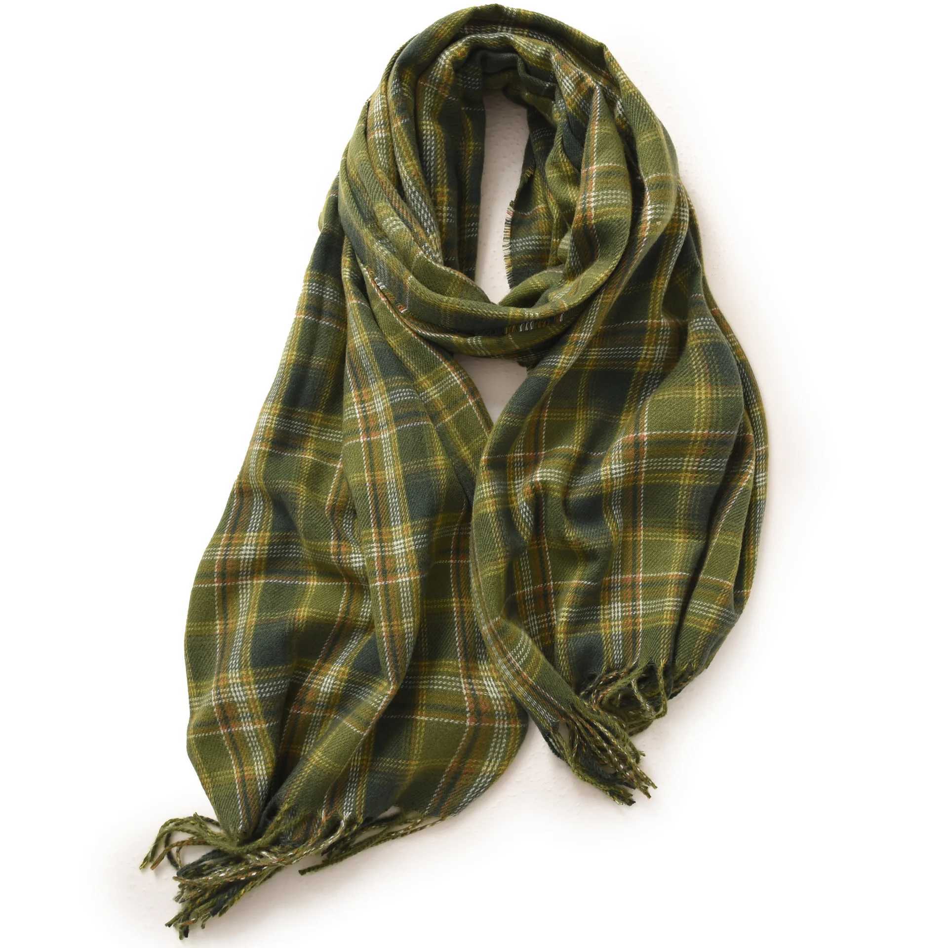 Autumn Wenxin plaid elegant scarf winter striped casual preparatory style girl scarf Cfort warm retro thick shawl X241017