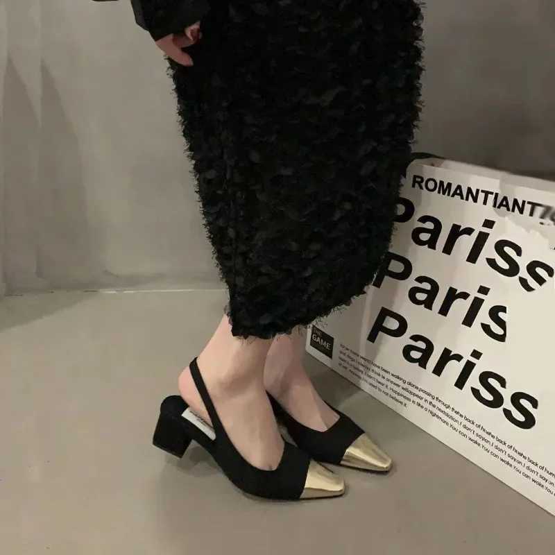 Womens shoes 2024 new Slingbacks womens high heels fashionable color matching office and professional hot selling plus size shoes hats sandals Y241017