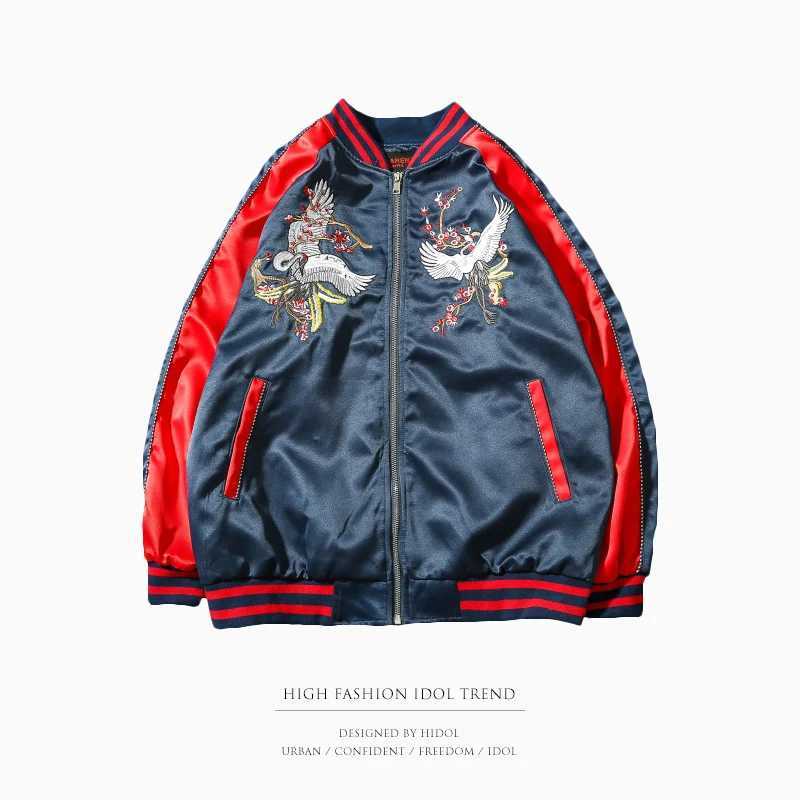 Jacket bomber military souvenir jacket stitched embroidery bird zipper baseball mens hip-hop jacket M241017