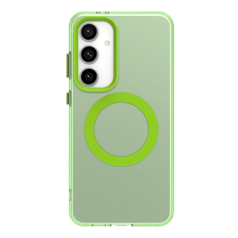 S25 FE Edge Magnet Wireless Charging Cases For Samsung S25 Plus S24 FE S23 Ultra A17 A07 A26 A36 A56 A16 A06 A15 A05 Translucent Candy Hard PC Soft TP