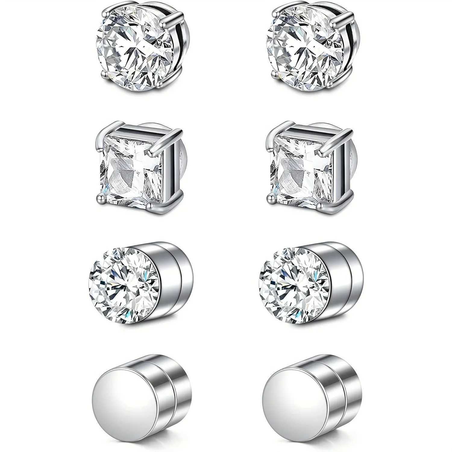 1 pair of crystal strong magnetic earring clip earrings suitable for men women punk round zircon magnetic earrings non perforated jewelry W241017
