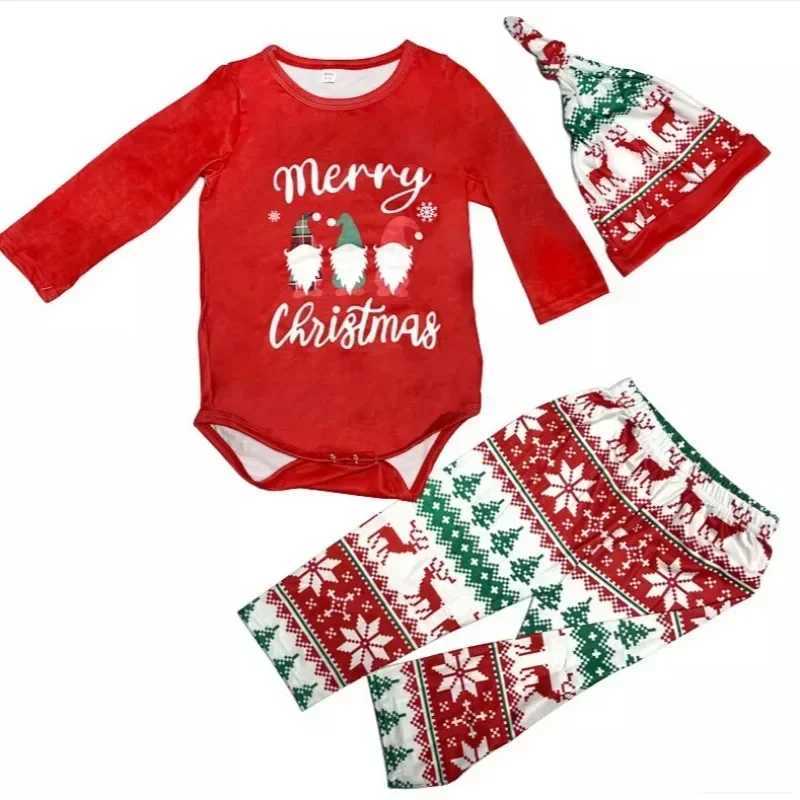 New 2024 Christmas Printed Pajama Set Mother Father Child Matching Set Baby jumpsuit Cute Soft 2-piece Pajama Family Appearance W241015