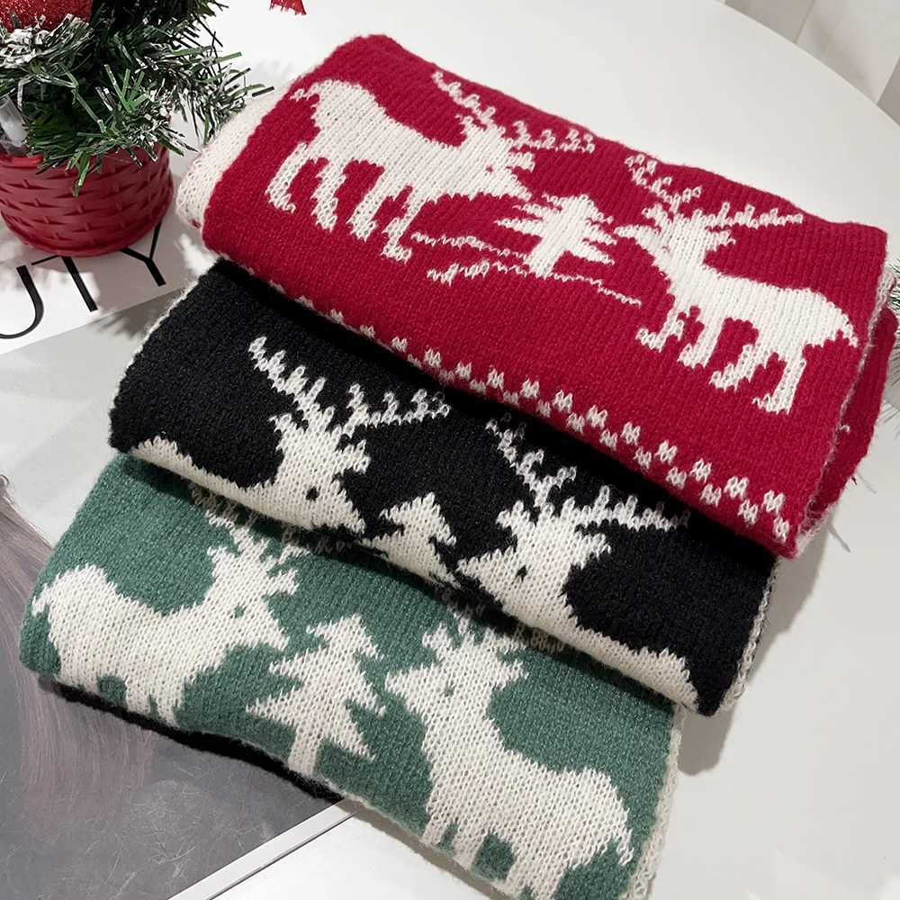Christmas Red Deer Scarf Cartoon reindeer snowflake Warm Scarf Mens Ten Thousand Christmas Scarves Warm Sweet Girl 2024 Gift X2410171