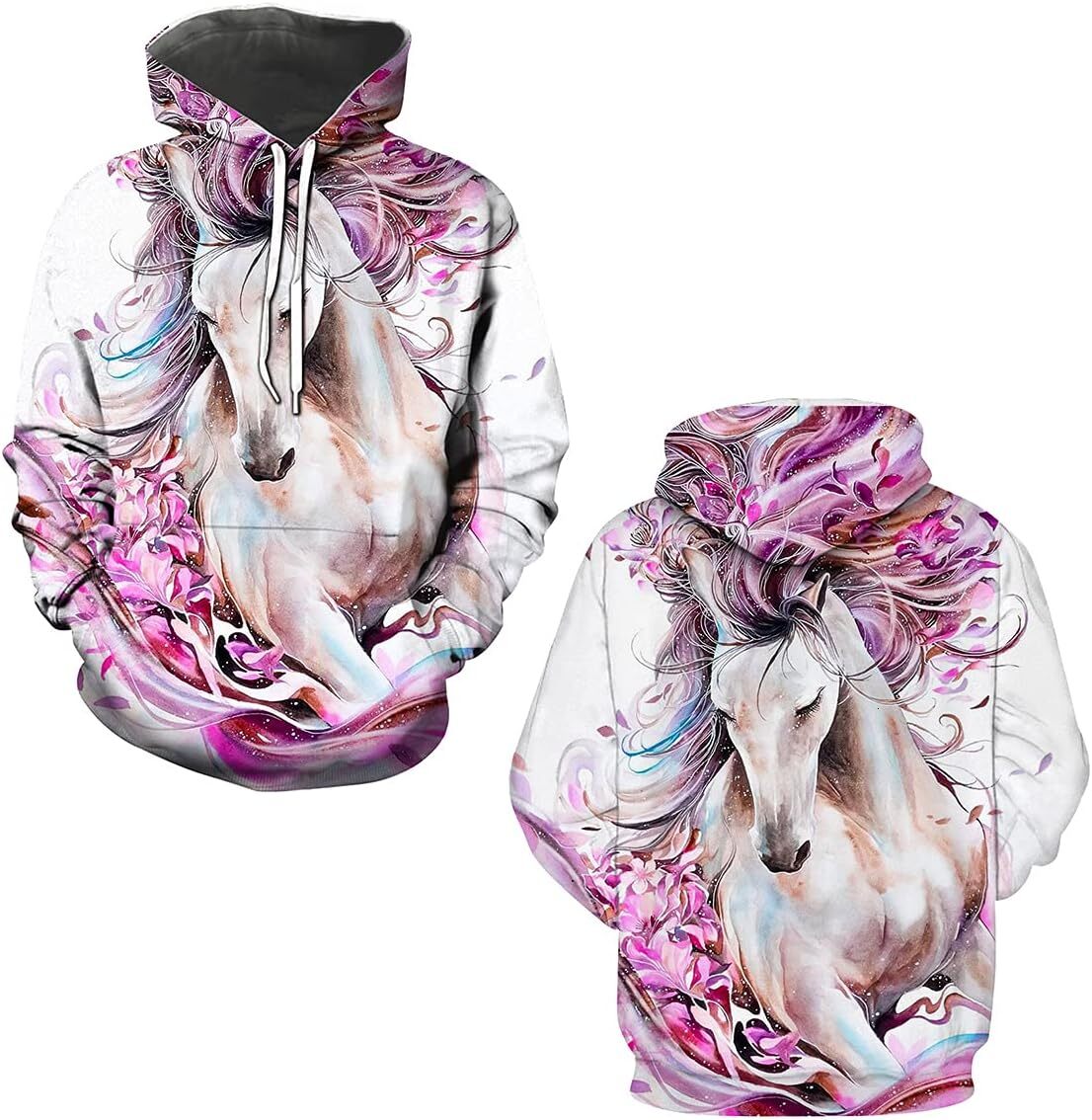 Hoodie for Mens Womens Unisex Horse Creative 3D Printed Hoodie Novelty Animal Print Hoodies Sweatshirt Graphic Fashionable and Warm
