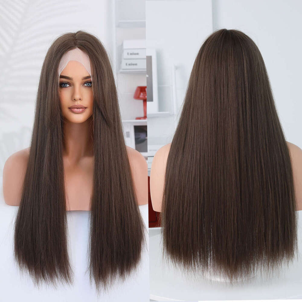 T-Shaped Straight Hand Woven Women's Long Hair, Natural Lace Wig, Lace Wigs